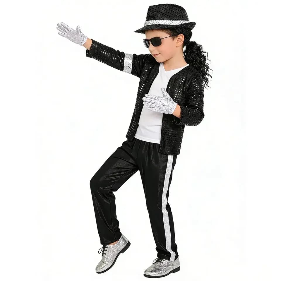 Michael Jackson Cosplay Costume Halloween Cosplay Birthday Party Dance Performance Costume Pop Star Boys Girls Outfits