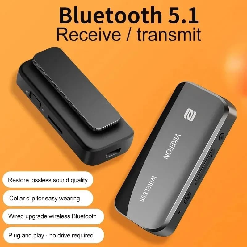 Ricetrasmettitore Bluetooth 5.0 con NFC e slot per scheda TF, adattatore AUX da 3,5 mm per TV/PC/audio per auto, ricevitore audio Bluetooth