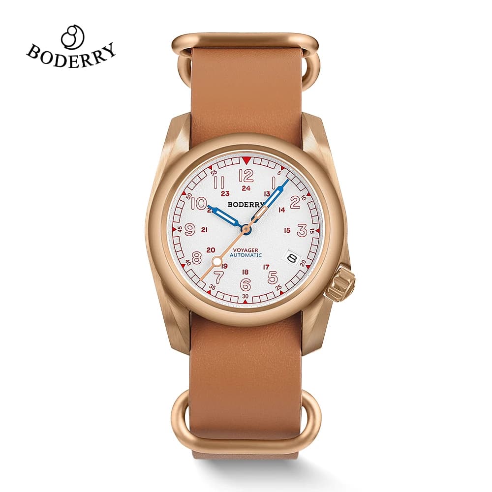 Orologio da campo Boderry in bronzo VOYAGER 100M impermeabile con movimento Seiko, orologio sportivo da uomo per esterni