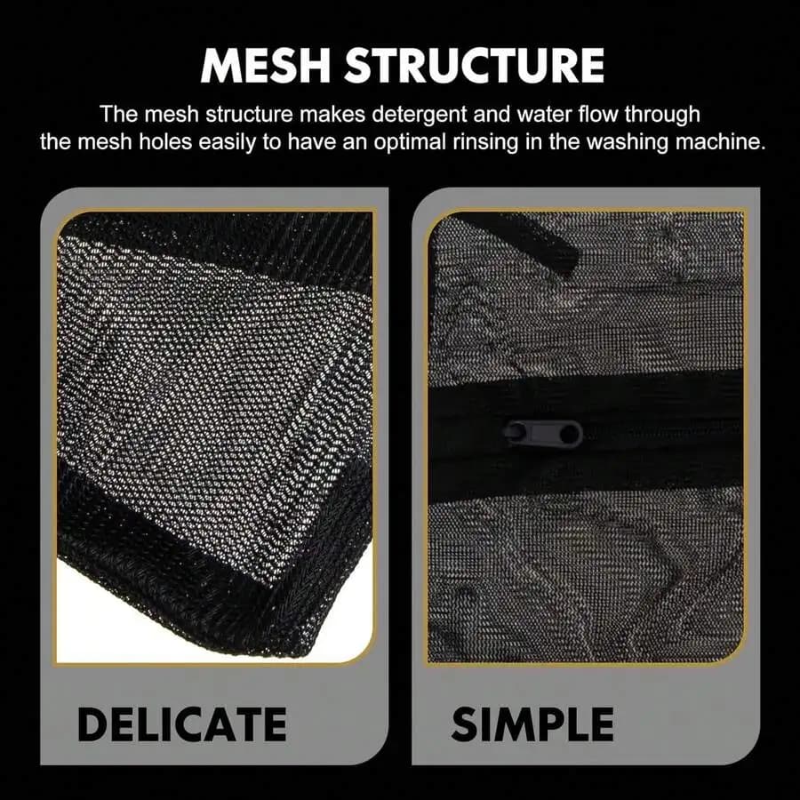 Mesh Laundry Bags Clothes Washing Black Fine Mesh Laundry Pouches With Zipper Closure 30x40cm 6pcs Set Suitable Delicates Bras