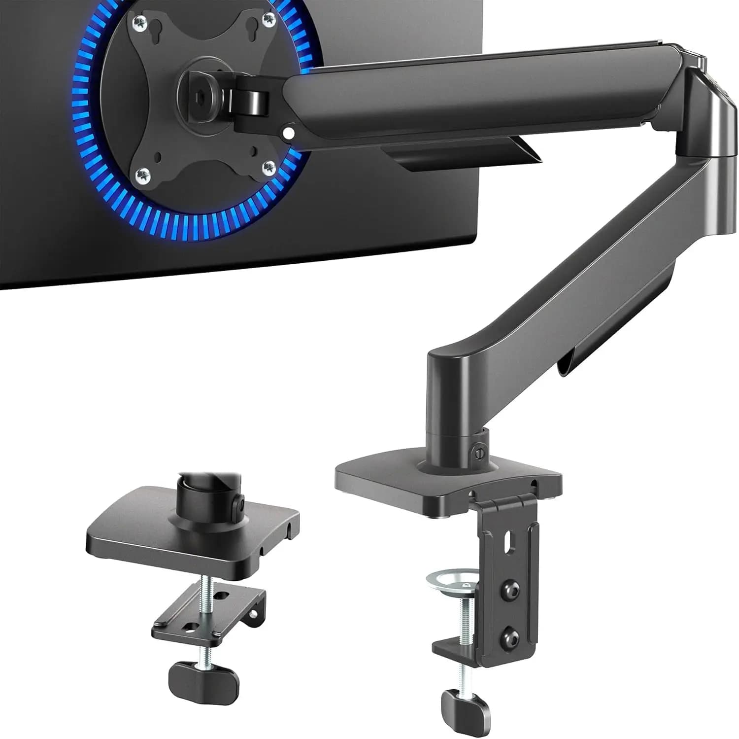 Supporto per monitor singolo, braccio completamente regolabile per schermi da 17 a 32 pollici, supporto da scrivania articolato meccanico, per gaming