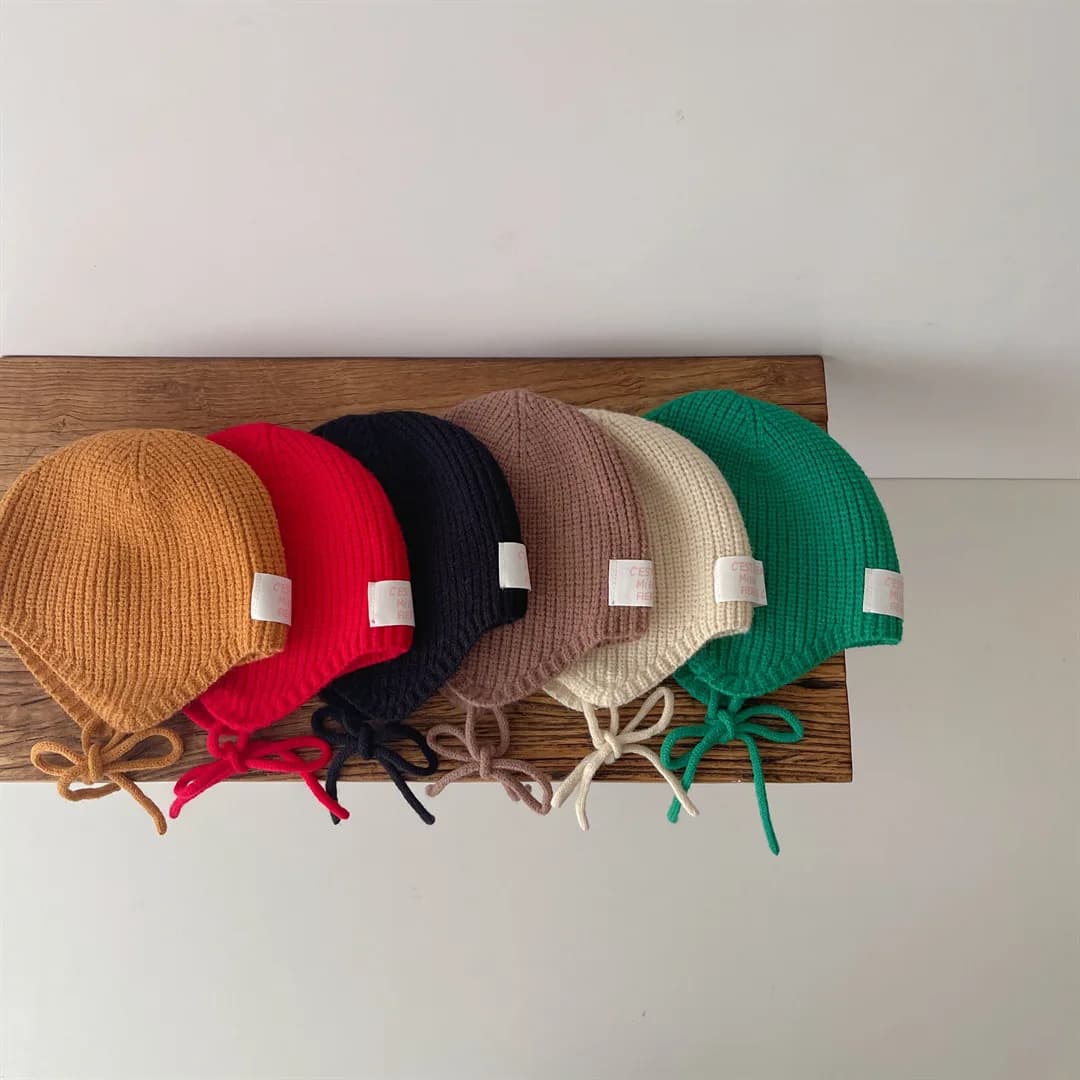 2025 Spring Autumn Baby Knit Hat Girls Boys Bonnet Caps Solid Color Kids Beanie Caps Elastic Children Knitted Hats 1-6Years