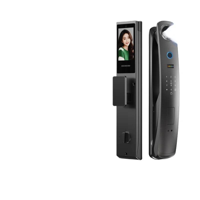 Serratura Elettronica Intelligente con Riconoscimento di Impronte Digitali, Volto e Vene Palmari per Porte in Legno, Campanello Intelligente con Spioncino e Controllo tramite App