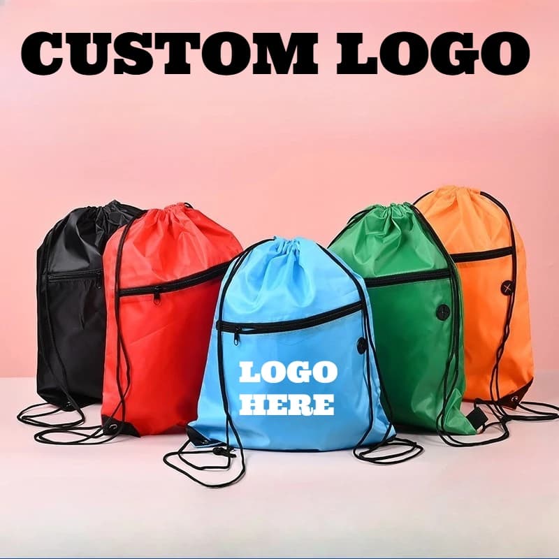 Custom Printed Logo Drawstring Zipper Drawstring Pockets Sports Fitness Backpack Bag Waterproof Oxford Cloth Basketball Bags