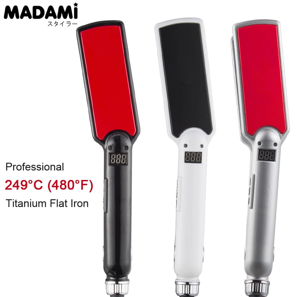 MCH Titanium Flat Iron 480F piastra per capelli ad alta temperatura 2 IN 1 bigodino piastre larghe professionali ferri da stiro alla cheratina