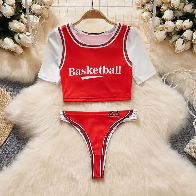Men's soccer vest for kids Dresses 2 pieces Basket Short sleeve Crop Top Women's Lingerie Cosplay Uniform Sports Set Skinny Print