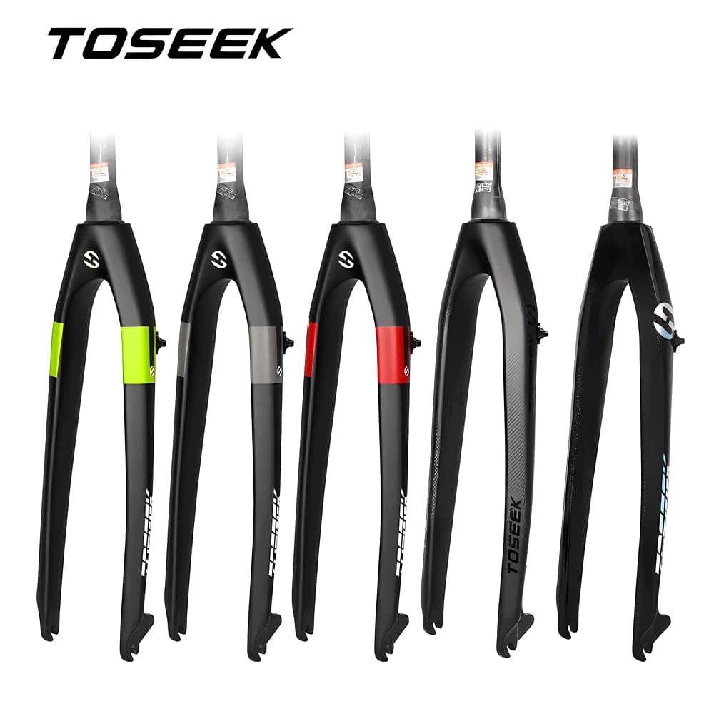 Forcella in Fibra di Carbonio TOSEEK T800 per MTB, Parti per Biciclette da Montagna, Forcella con Tubo Conico Adatta per Ruote 26er 27.5er 29er, Freno a Disco