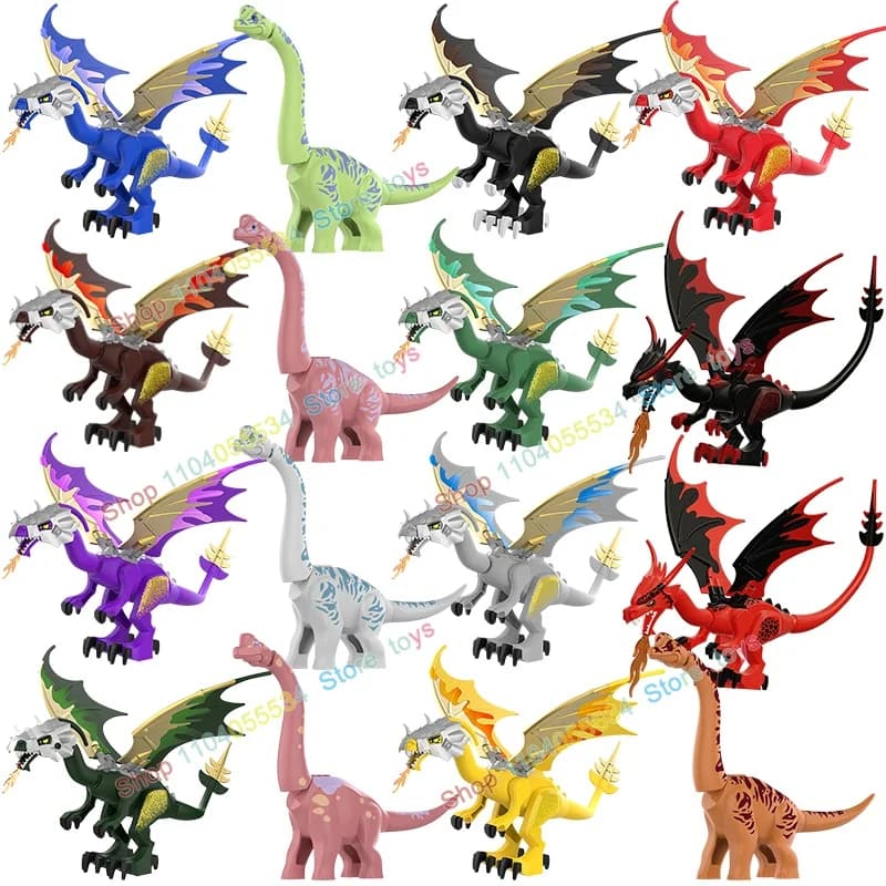 Mattoncini da Costruzione Scena Giurassica, Personaggi Dinosauro Cartone Animato, Accessori per Costruzioni, Giocattoli per Bambini, Regali
