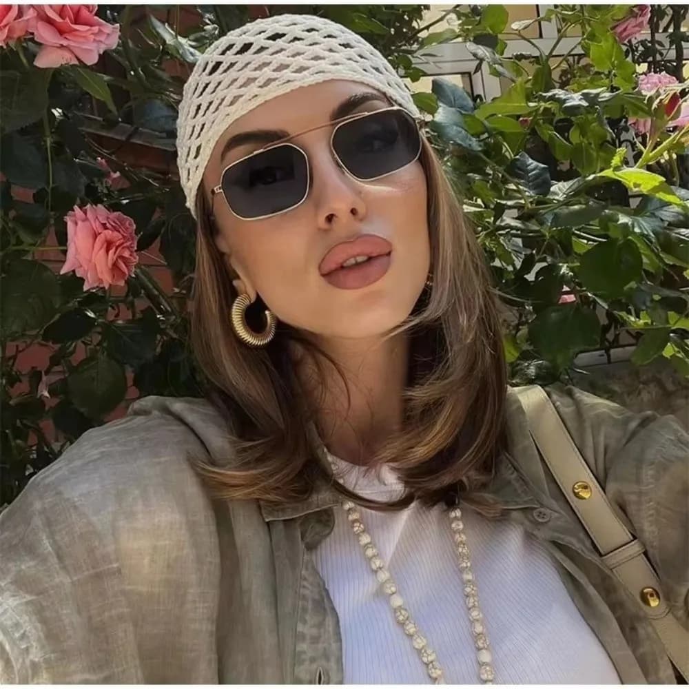 New Hollowed Out Woven Pullover Hats Solid Color Hollow Out Knitted Hat Lightweight Sun Protection Crochet Cap Women