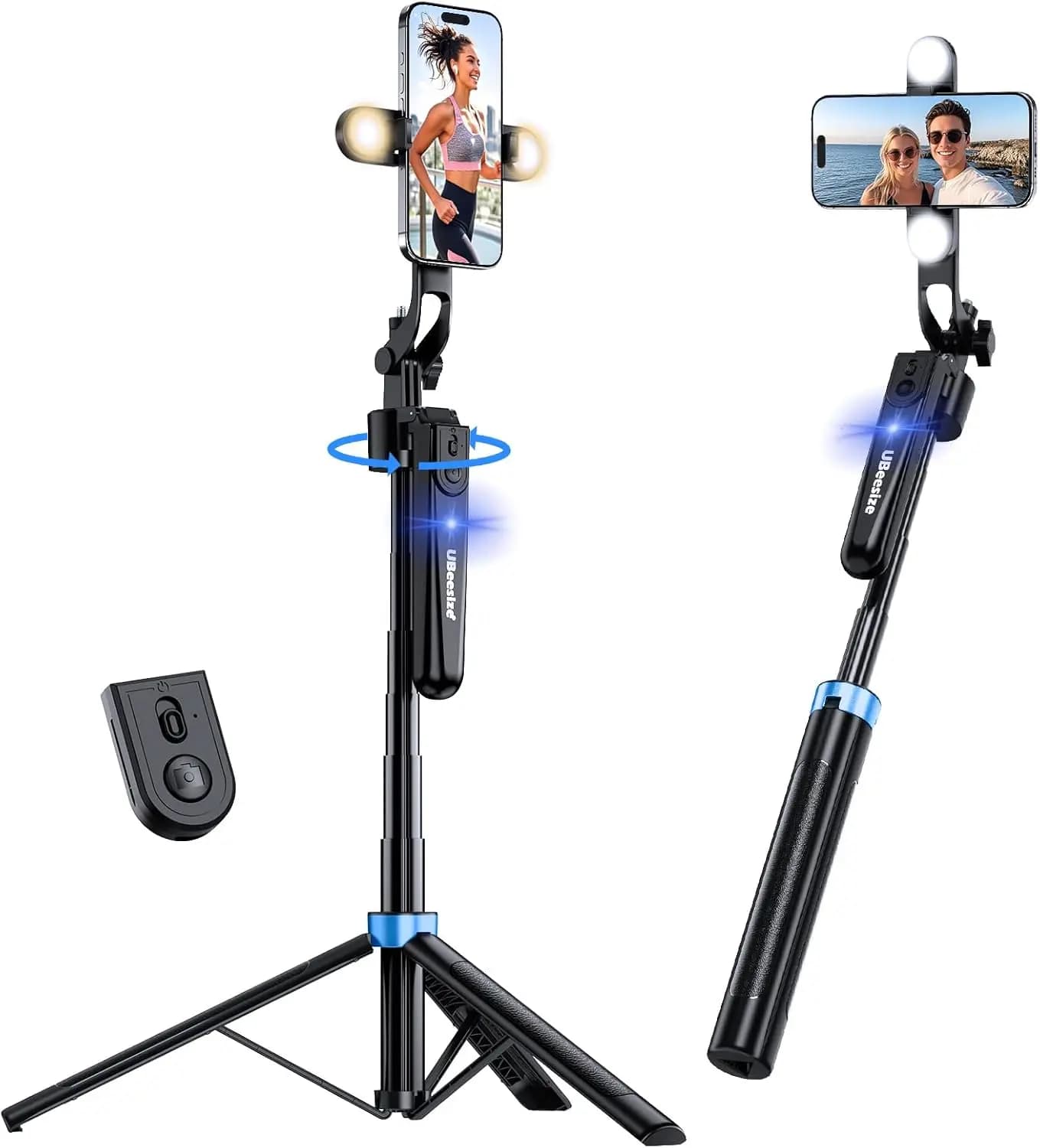 Automatic 70'''" 360 ° Face Tracking Tripod, Filling Light and Remote Control for Vlog/Streaming Live/Video/TikTok on iPhone/Android