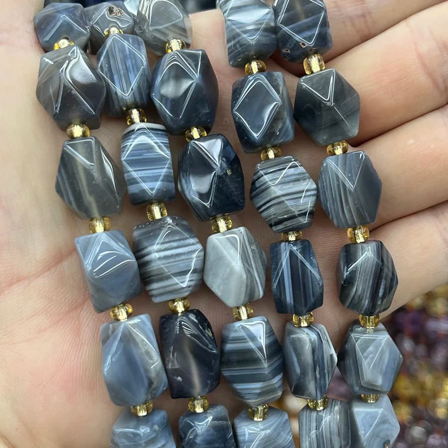 Natural Persian Gulf Agate Conformal Section Lrregular Faceted Loose For Jewelry Making DIY Necklace Bracelet 15''10x16mm
