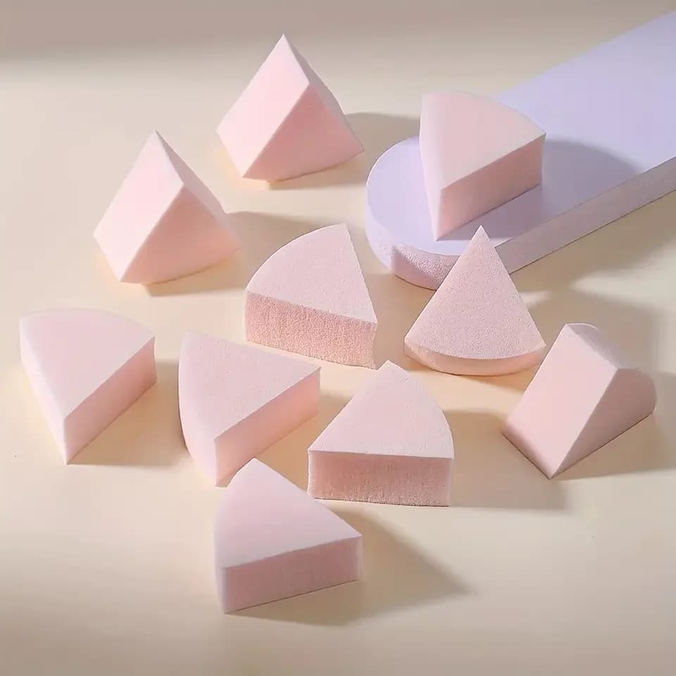 50 spugne triangolari per il trucco, per una copertura completa della curva del viso, crema, fondotinta liquido, mini applicatore di bellezza