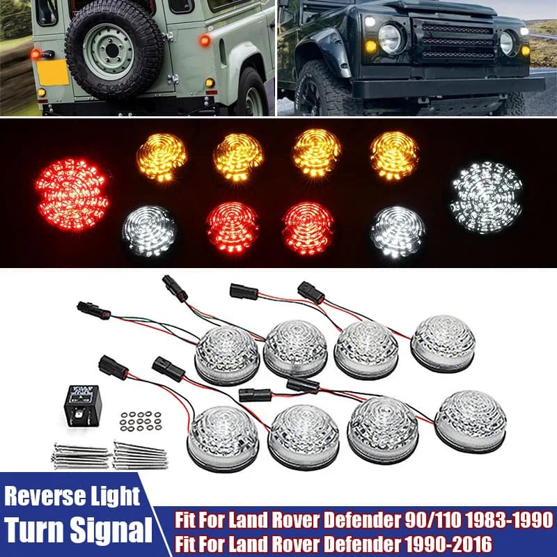 10 Pz/set Modificato Lampade A LED di Retromarcia Posteriore HA CONDOTTO LA Luce Indicatore di Direzione Anteriore Misura Per Land Rover Defender 90/110 1983-1990 / 1990-2016