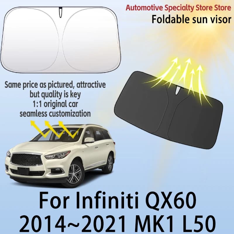Parasole Pieghevole per Parabrezza Anteriore Auto per Infiniti QX60 2014~2021, Protezione UV, Tenda Parasole Solare, Tenda Privacy, Accessori Auto