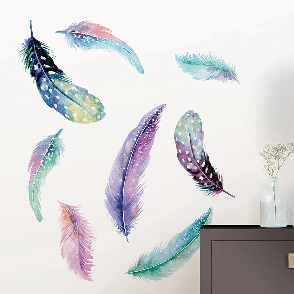 Colorful Dreamcatcher Feather Wall Stickers Decals Bedroom Bathroom Living Room Kitchen Home Decor