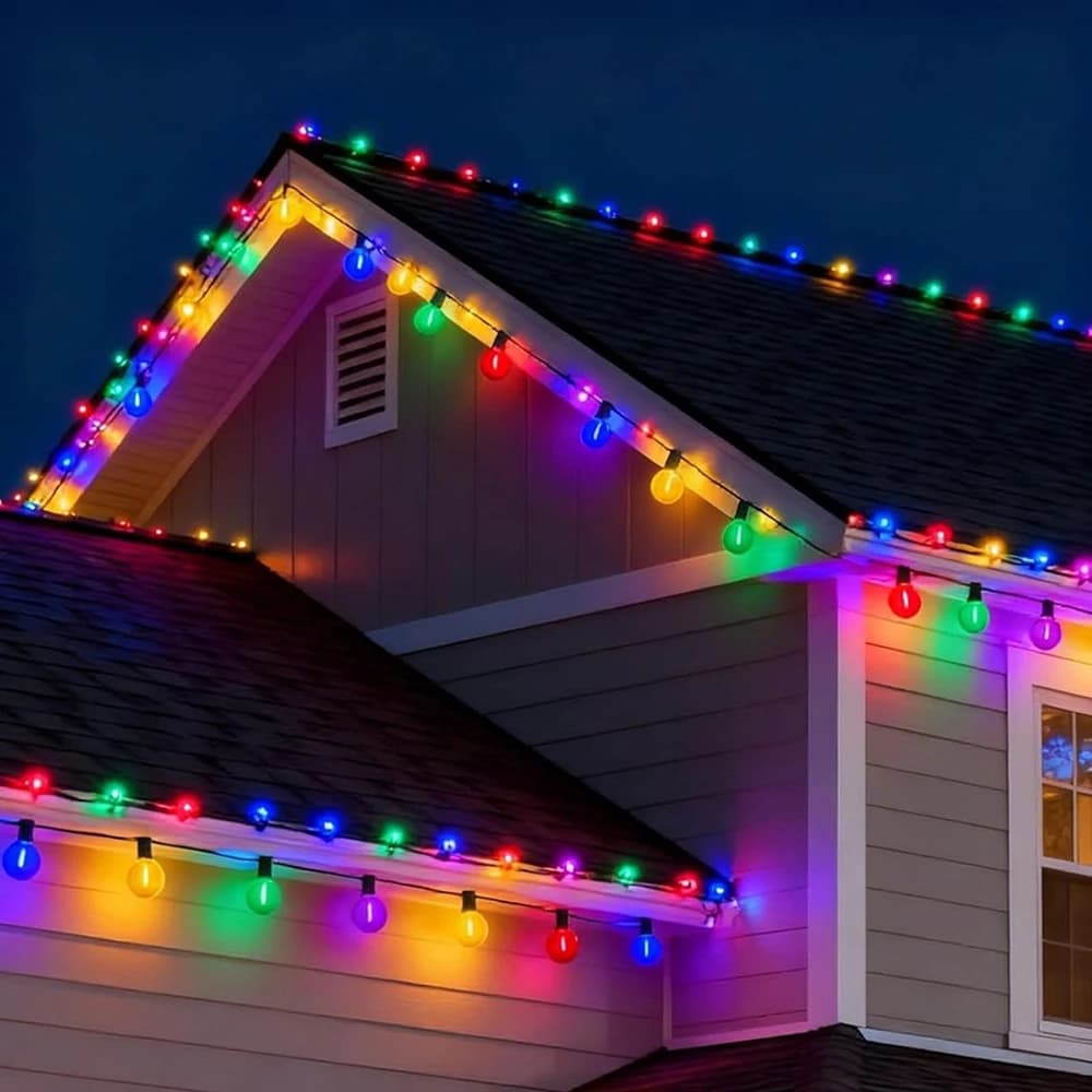 Catena di Luci LED G40 da 26M, Multicolore, per Esterni, Decorazione Natalizia, Giardino, Strada, Patio, Cortile