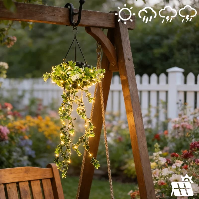 Artificial Edera Shape Solar Lamp 1/2 Pieces, Waterproof Outdoor Light, Garden Decoration and Balcony
