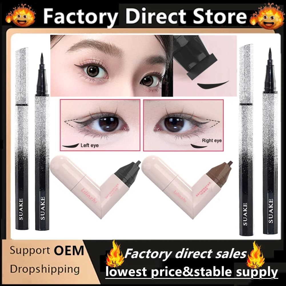Eyeliner with rotating stamp: stencil with winged coating, waterproof and deburring proof, perfect and fast and easy cat eyes, suitable for beginners