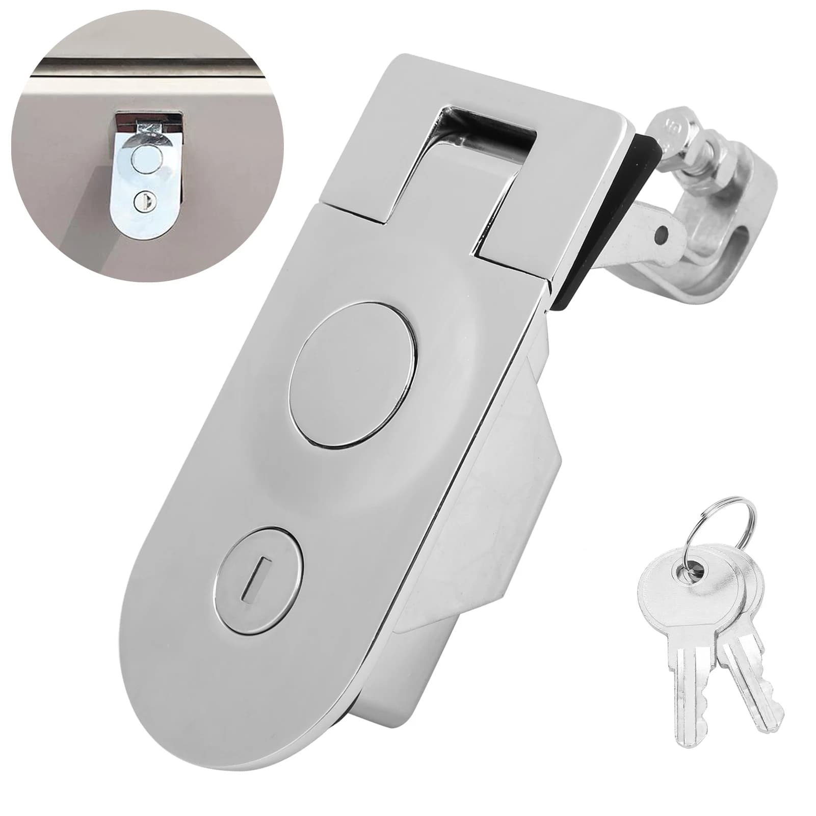 Compression Latch with 2 Keys Zinc Alloy Lock for Motorhomes Yachts Trunks Trash Cans Warehouse Doors