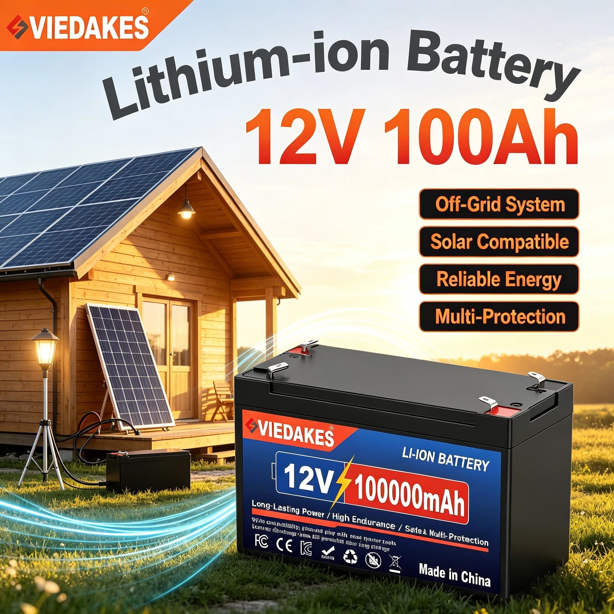 12V 200Ah LiFePO4 lithium Battery, Deep 4000+Cycle Built-in BMS for camping power supply, boat, spray, e-wheel, fish finder☽