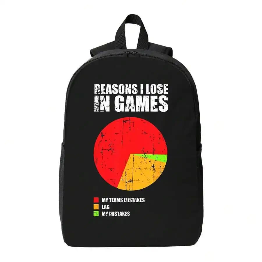 Funny Gaming Backpack With Pie Chart Design Casual School College Bag For Adults
