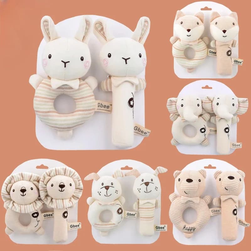 Baby Rattles Soft Cartoon Cute Plush Animal Rattles Toys Child Educational Handbells Soft Toddler Baby Comfort Toys