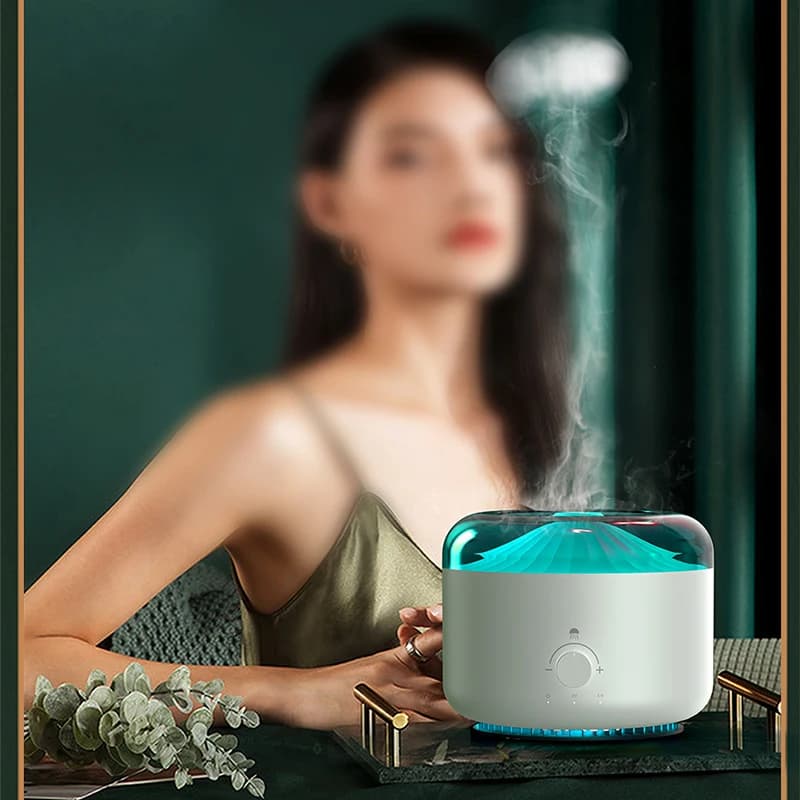1.3L Large Capacity Air Humidifier with Intelligent Smoke Ring Aromatherapy Diffuser Essential Oil Atomizer Colorful Night Light