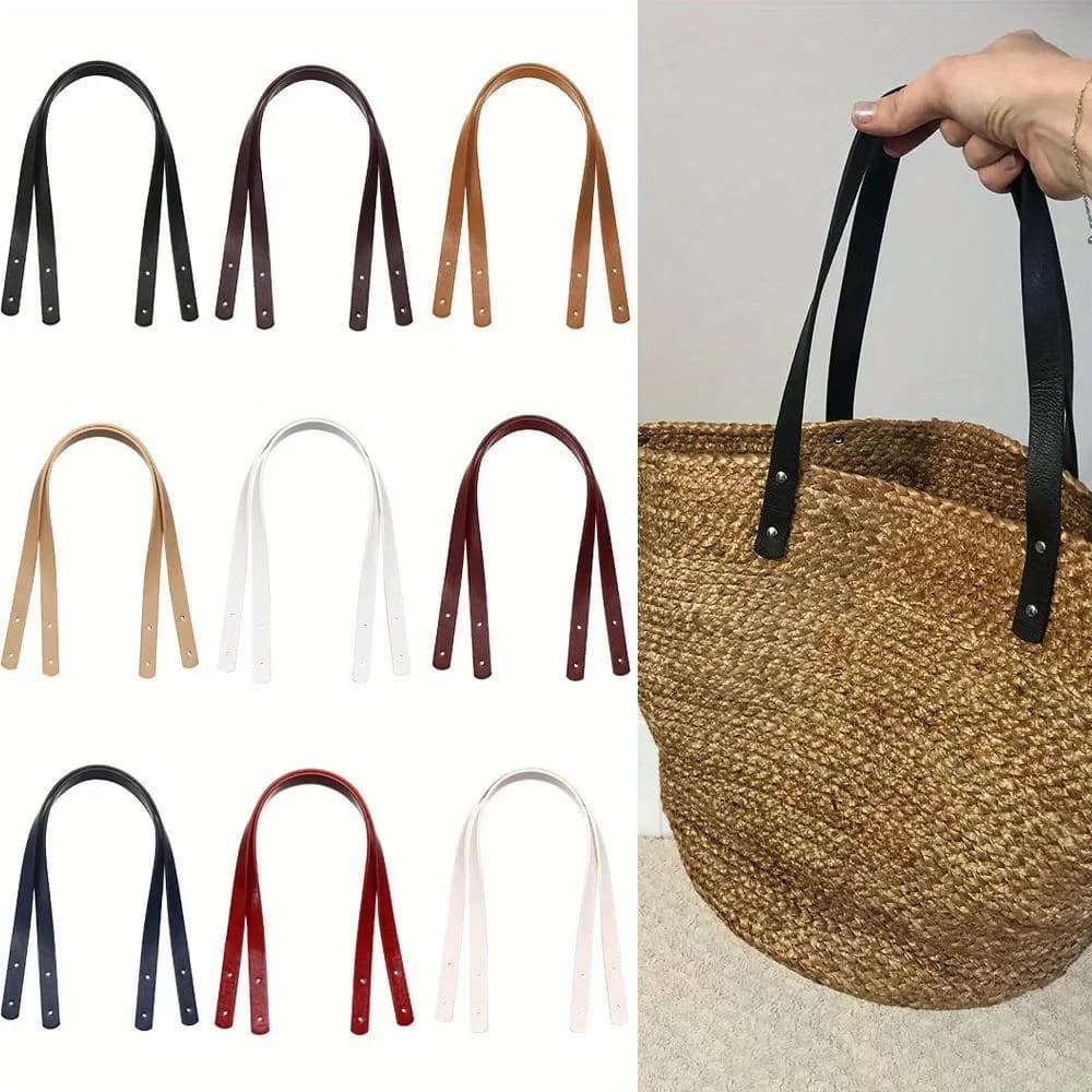 2pcs Detachable Synthetic Leather Bag Straps – Stylish DIY Handbag & Shoulder
