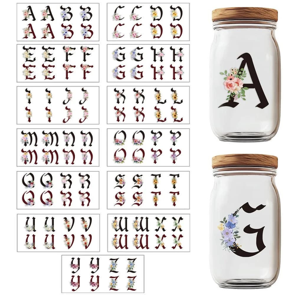 26 Letters PVC DIY Heat Transfer Paper for UV Sublimation Cup Letter 110x240mm 13pcs/set