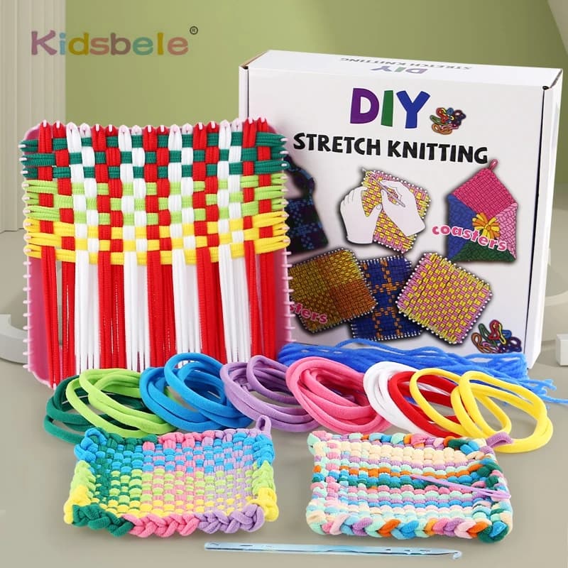 Kids DIY Weaving Loom Kit Colorful Craft Flexible Potholder Knitting Wallet Handmade Braiding Toy for Early Creative Development