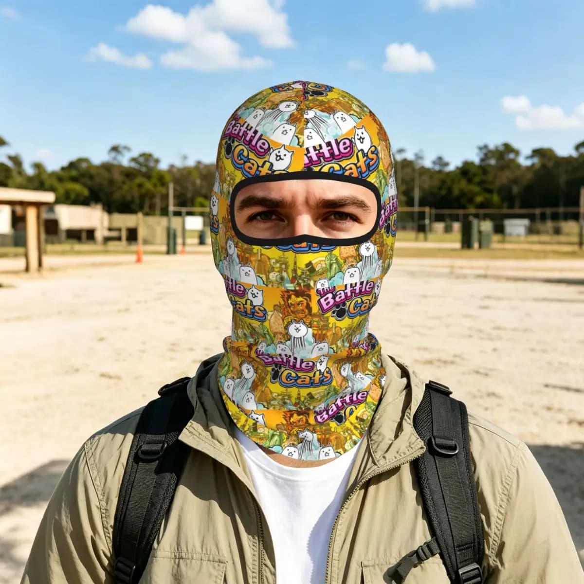 Nyanko Great War Battle Cats Breathable Thin Balaclava Full Face Mask Sun Protection Neck Gaiter For Motorcycle Cycling Outdoor