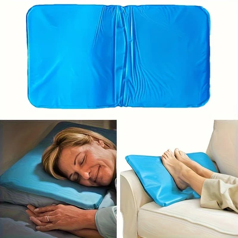 Cuscino Refrigerante in Gel Blu, Cuscino Muscolare Portatile, Cuscino Rinfrescante Estivo, Supporto per il Collo in Tessuto Lavabile a Mano per la Casa, Compatto