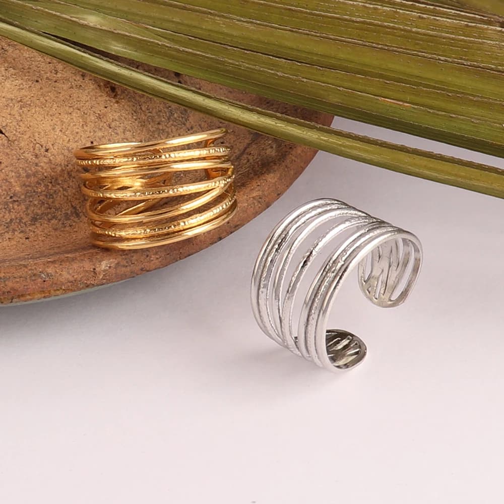 Anello in acciaio inossidabile 316L per donna anelli aperti Vintage anello a catena geometrica regalo di gioielli