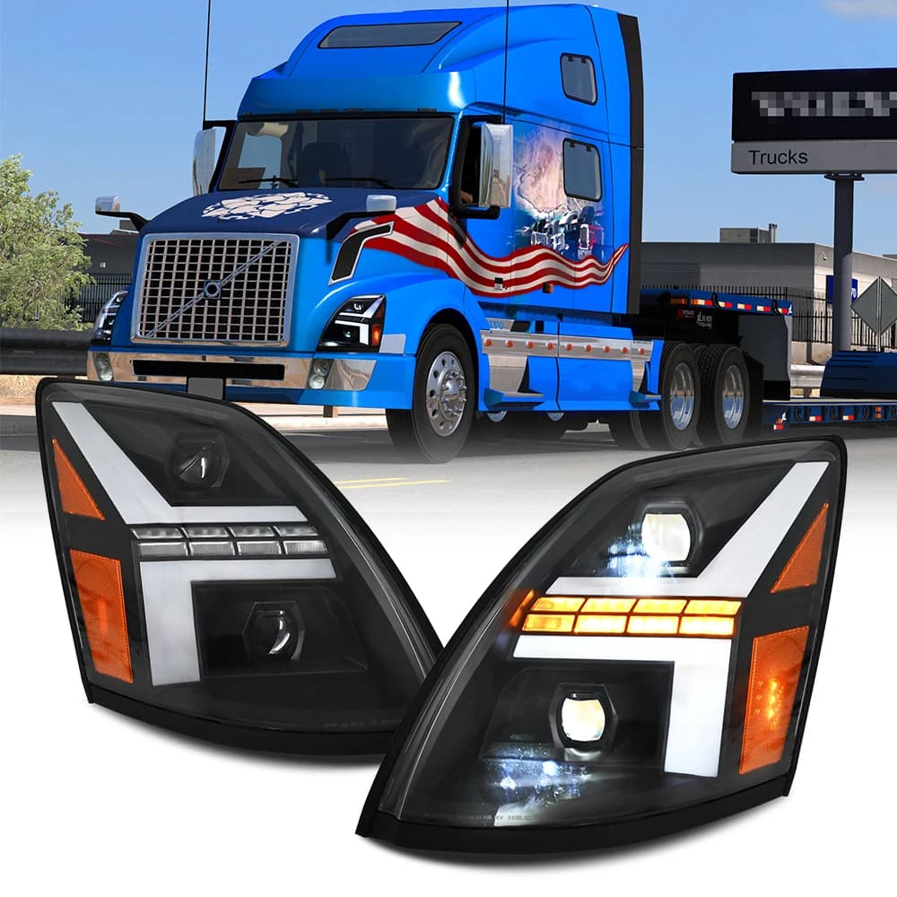 Fari a LED per Volvo VNL 670 VNM 2004-2018/VN 2004-2015/Volvo VNX 2015-2018 Gruppo faro con indicatori di direzione sequenziali