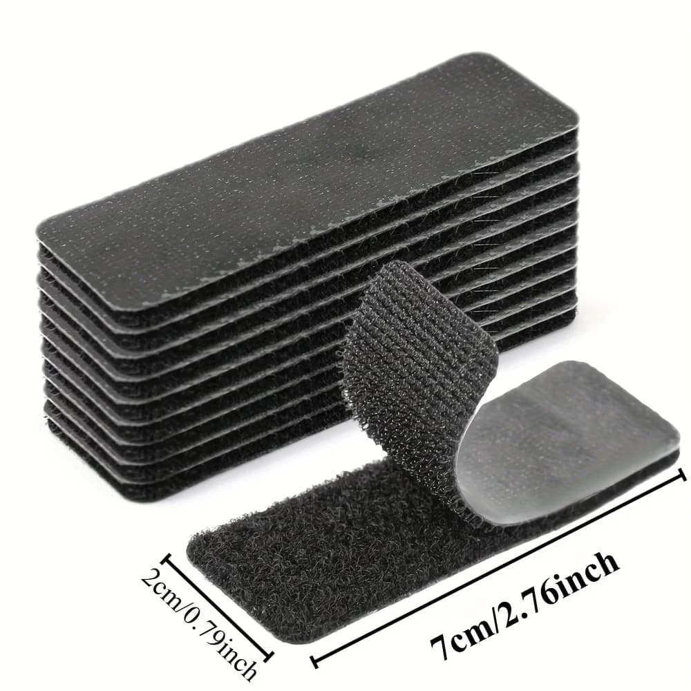 40pcs（20pairs） Hook and Loop Fastener Tapes, 7x2cm Black Self-Adhesive Strips for Multipurpose Use in Home, Office, and School
