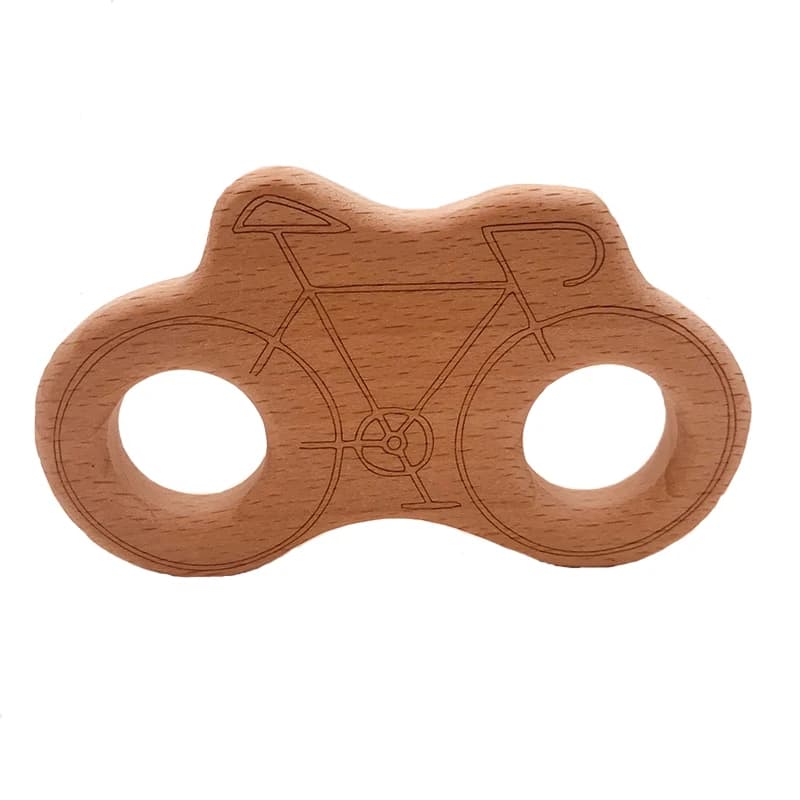 ABCPICK 10pc Bambino Massaggiagengive in Legno Bicicletta Animale Faggio Ciuccio Ciondolo BPA Libero Legno Vuoto Roditore Massaggiagengive Giocattolo Regalo di Cura