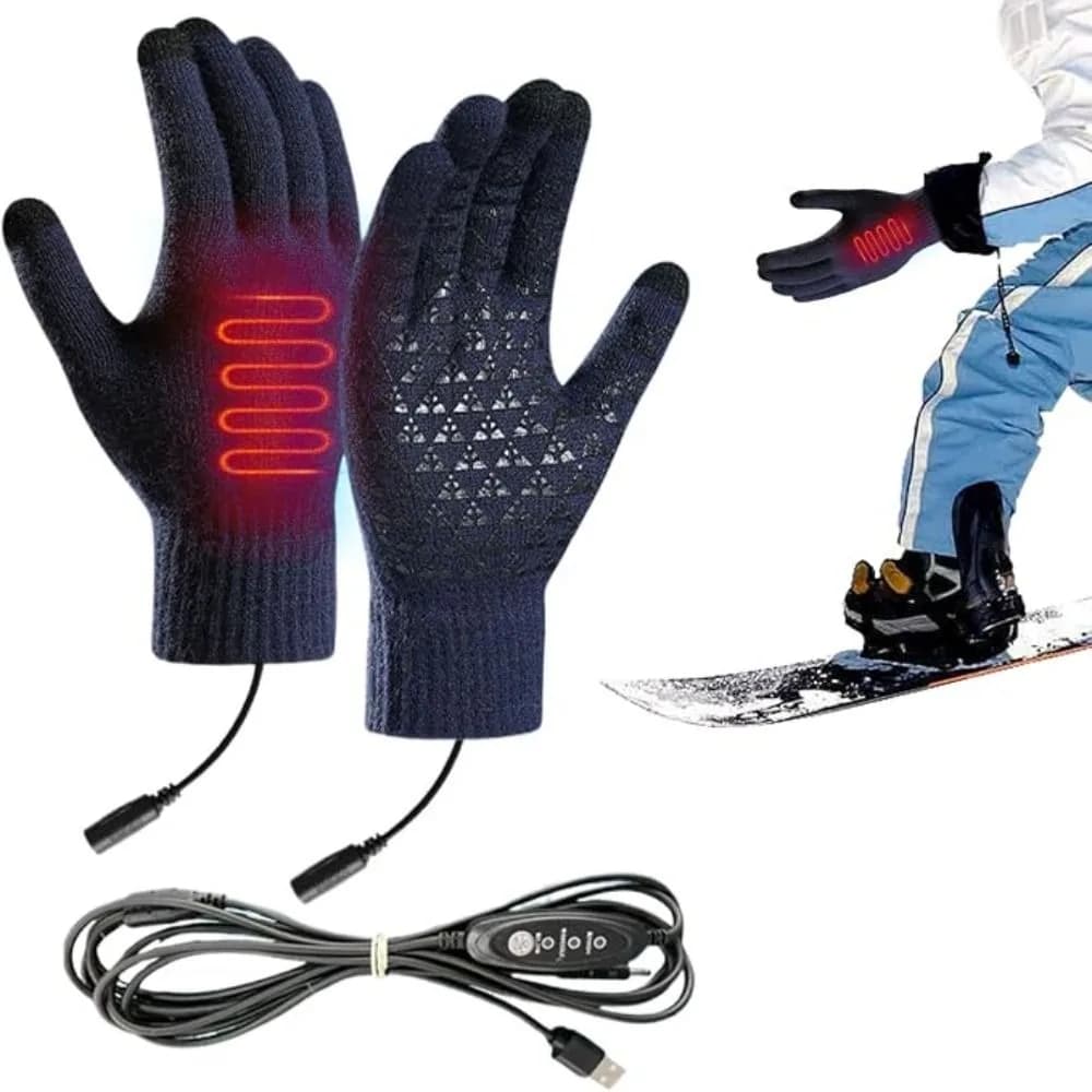 1 Level 3 Level USB Electric Heated Gloves Adjustable Temperature Warm Winter Heated Gloves Solid Color Simple