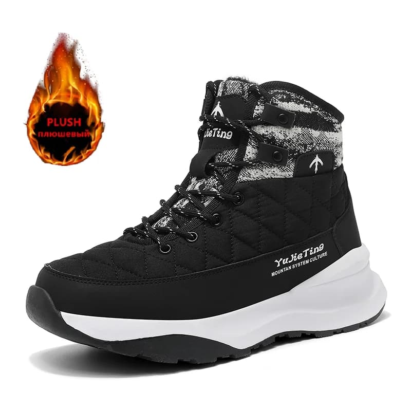New Winter Couple Snow Boots Plush Warm Men Ankle Boots Plus Size Waterproof Men Boots Outdoor Non-Slip Hiking Boots Work Shoes