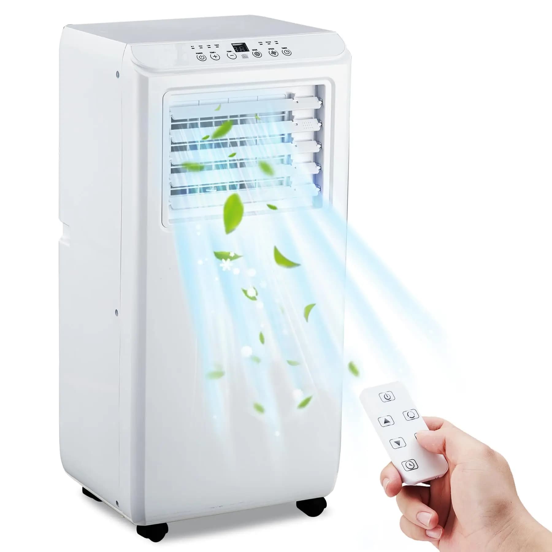 Condizionatore d'aria portatile da 10000 BTU, unità AC silenziosa con telecomando, deumidificatore e modalità ventola per casa e ufficio, fino a 450 piedi quadrati