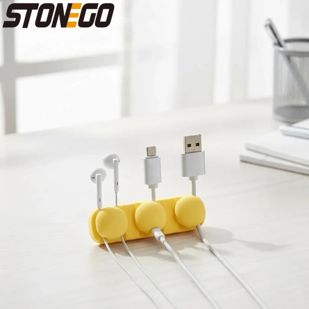Organizzatore di Cavi USB in Silicone, Avvolgicavo Flessibile Autoadesivo, Soluzioni di Gestione Cavi Multicanale, Accessori Elettronici