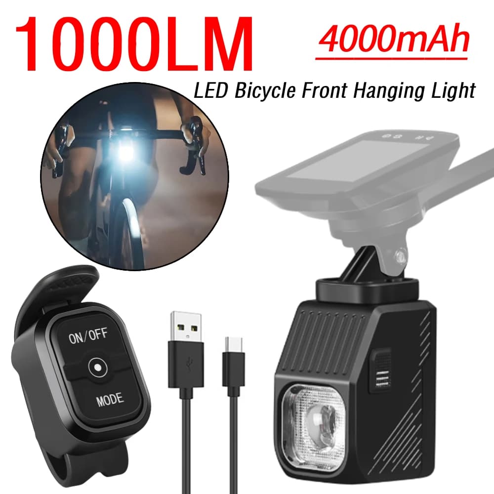 1000LM LED Bicycle Hanging Light with Cut-off Line Beam Remote Control Super Bright Bike Headlight 4000mAh Bike Accessories