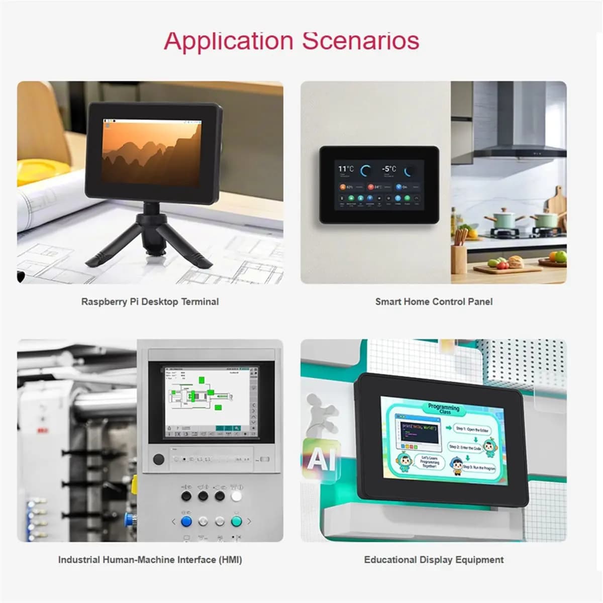 popop Protective Case for Raspberry Pi 5inch Touch Display 2 for Raspberry Pi 5, Compatible with Multiple 5inch Screens