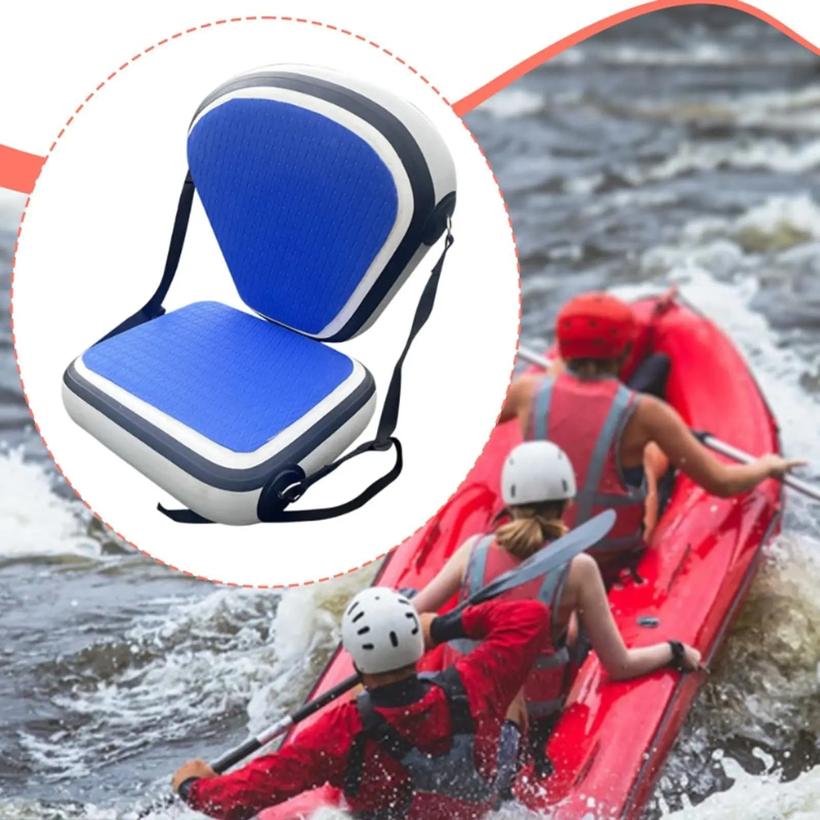 Comoda Sedia per Kayak in PVC, Sedia con Schienale per Paddle Board, Accessori per Canoa e Rafting