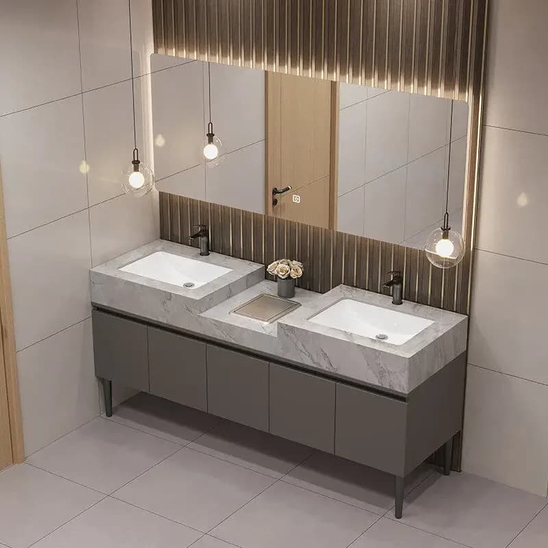 Mobiletto da bagno postmoderno Vanity Lavandino Combinazione di mobili Grande mobiletto a specchio intelligente Doccia Ufficio Gabinete Mobili unici