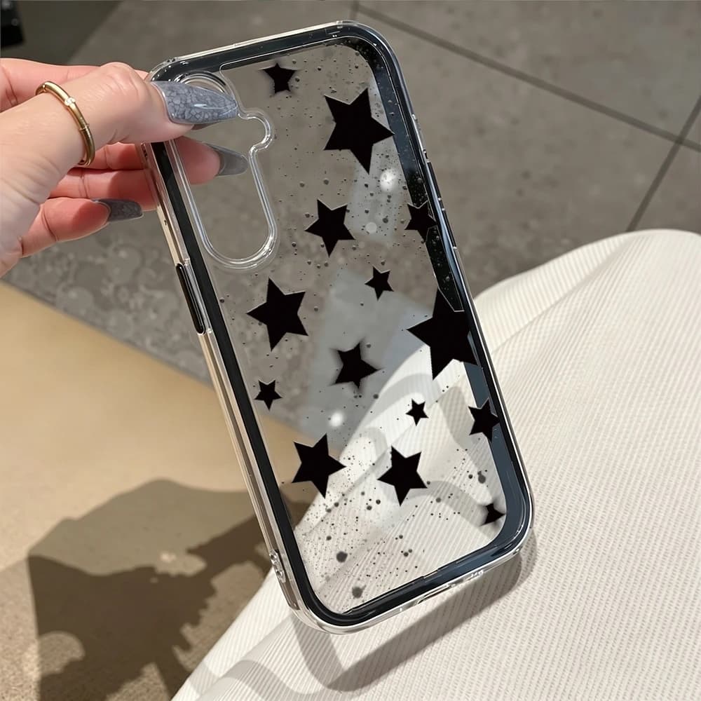 Cover Trasparente Morbida in TPU con Stelle Dipinte e Colori Caramella per Samsung S26 Ultra S25 S24 Plus S23 A56 A55 A17 A07 A37 A57 5G