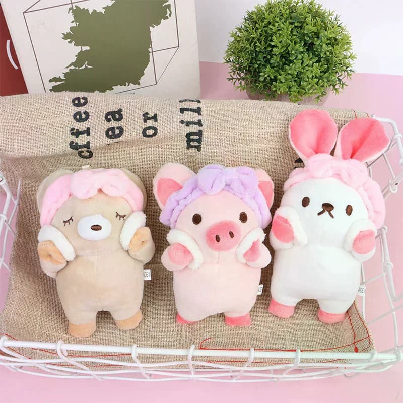 1 Pezzo Simpatico Coniglio, Maialino o Orsetto di Peluche, Morbido Giocattolo Imbottito, Portachiavi, Ciondolo, Decorazione per Borsa, Regalo per Bambini