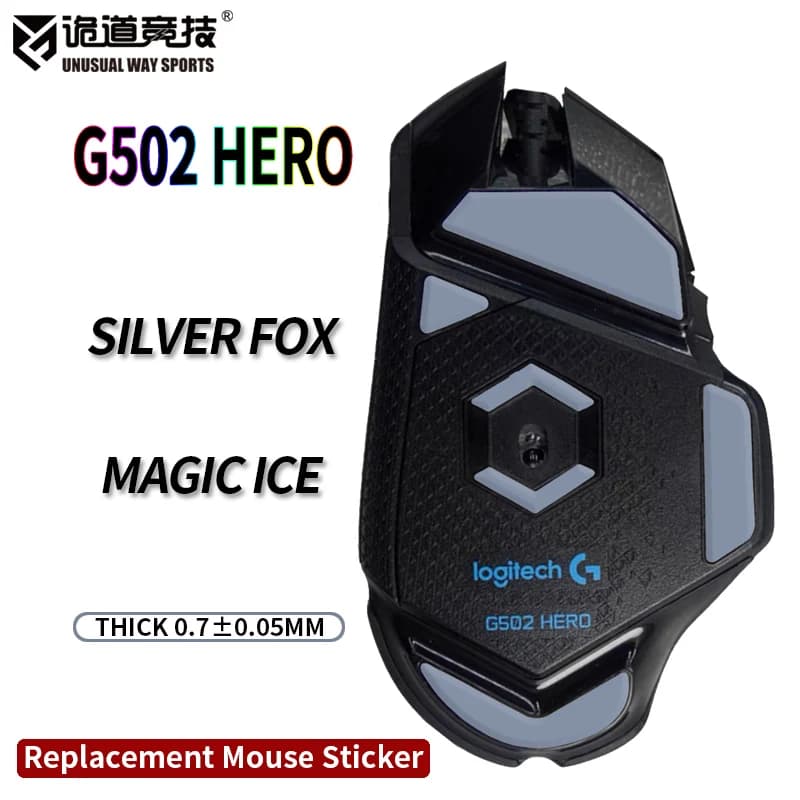 InsolitoWaySports Mouse Pattini Piedi G502 Hero Glides Curve Edge Magic Ice Silver Fox Versione