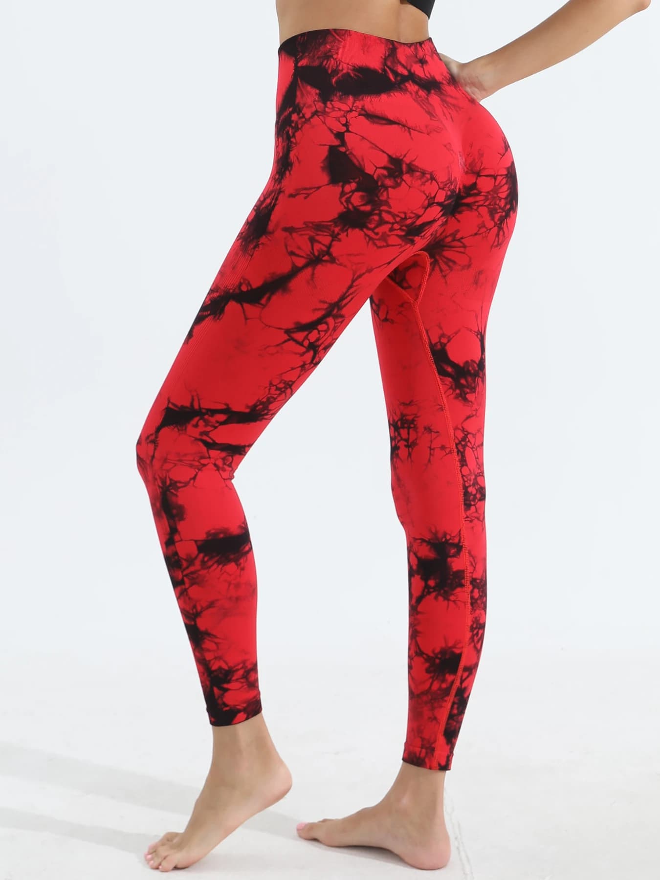 Leggings da yoga senza cuciture Tie Dye da donna Collant per il sollevamento del sedere scrunch a vita alta Pantaloni skinny da allenamento morbidi ed elasticizzati