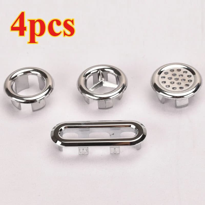 4 Pezzi Anello di Copertura Rotondo in Plastica per Troppopieno Lavello, per Cucina e Bagno, Tappo per Scarico Vasca, Tappo per Foro Troppopieno Lavabo