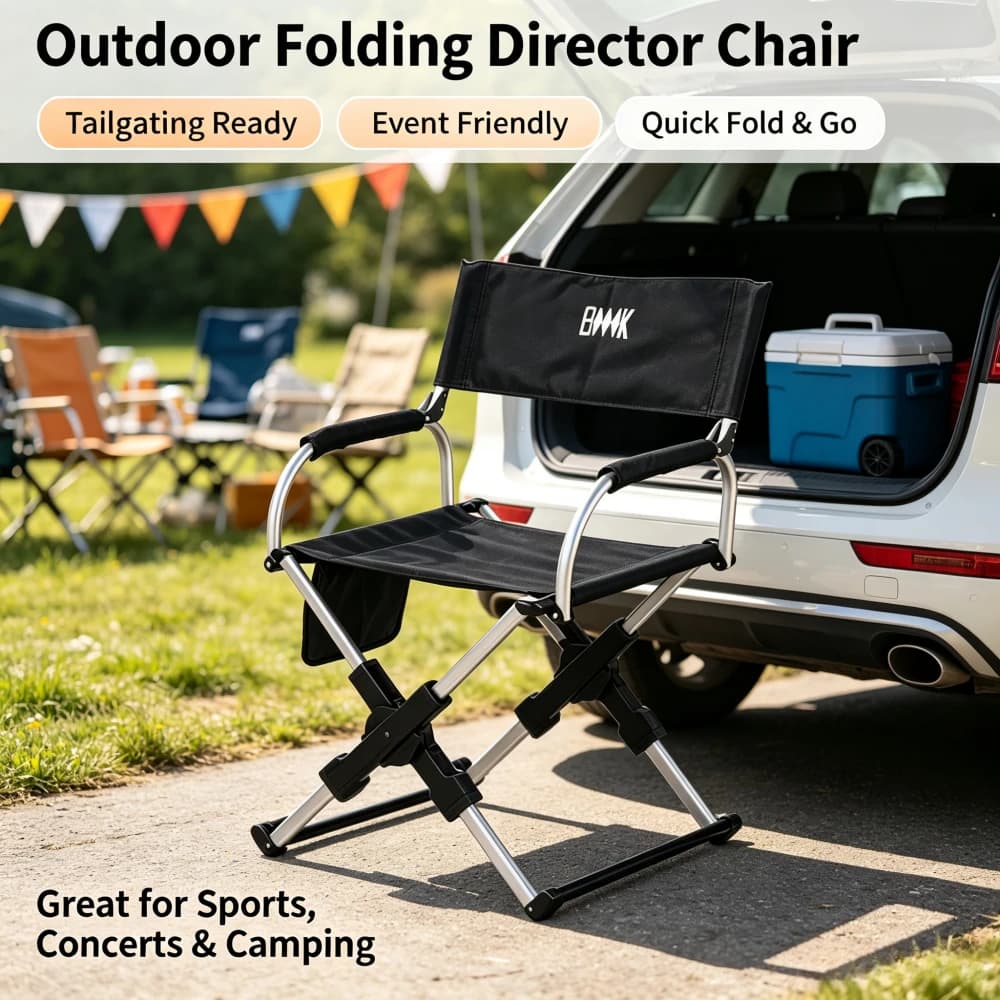 Lightweight Aluminum Alloy Folding Command Chair Outdoor Portable Camping Chair Beach Fishing Hiking Field Chair Director Chair